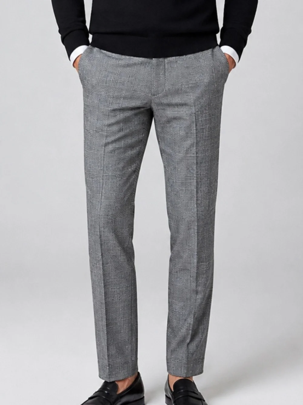 J.Crew Ludlow Slim Men’s 34x30 Italian Wool Glen Plaid Suit Pants Gray w/Blue